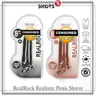 Shots RealRock Realistic Penis Sleeve 8"/20cm Extender And Ball Stretcher