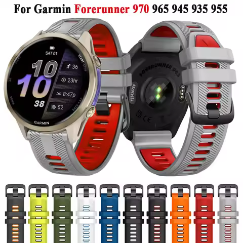 New 22mm Sport Silicone Strap For Garmin Forerunner 970 Watchband Bracelet For Garmin Forerunner 965