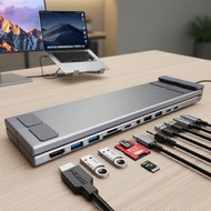 4K@60Hz HDMI Dock Stand, 11-in-1 USB-C Hub for Laptops & Tablets Dok HDMI 4K@60Hz 11-dalam-1 USB-C H