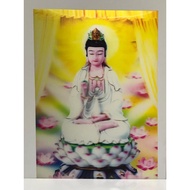 3D POSTER PICTURE DISPLAY KWAN YIN SITTING SIZE 24.5x34 cm (PxH) WITHOUT FRAME