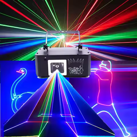 DJ Party Laser Light, 3D Animation Laser Projector, DMX Laser Disco Dance Light Remote Control RGB B