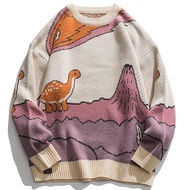 Aelfric Eden Men Graphic Sweater Dinosaur Sweater Animal Printing Pullover Crewneck Knitted Sweater