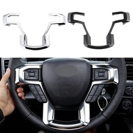 For Ford Raptor F150 F-150 F 150 2015-2019 Steering Wheel Panel Cover Trim Carbon Fiber / Chrome Sti