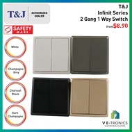 T&amp;J Infinit Series 2 Gang 1 Way Light Switch