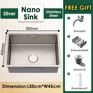 304 Stainless Steel NANO Sink Bowl Kitchen Double Single Bowl Basin Sink