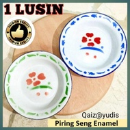 Terbatas Piring Seng 1 Lusin Tebal 22 Cm / Piring Enamel / Piring Madura / Piring Jadul Blirik