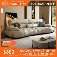 Italian Style Minimalist Genuine Leather Curved Sofa Large Apartment Living Room Genuine Leather Sec