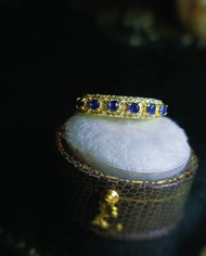 高貴|高火彩無燒皇家藍寶石|斯里蘭卡純銀中性排戒款戒指