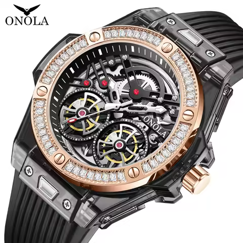 Fashion Diamond Fully Automatic Men's Watch ONOLA High Quality Hollow Tape Men's and Women's Watch C
