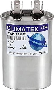 ClimaTek Oval Capacitor - fits York # 024-25900-000 S1-02425900000 | 15 uf MFD 370/440 Volt VAC