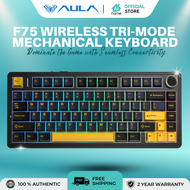 AULA F75 Wireless Tri-Mode Mechanical Gaming Keyboard Thunder Black Knob 80 Keys Swappable Gasket Mo