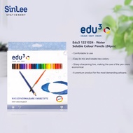 EDU3 1221024 Water Soluble Colour Pencils 24 Colours with Brush Non-Toxic Art & Drawing Set