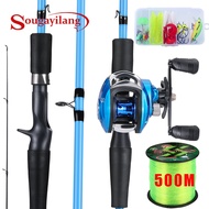 Sougayilang Fishing Rod Fishing Reel Set 1.8m Casting Fishing Rod M Power 7.2:1 Gear Ratio Casting F
