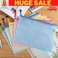 🔥READY STOCK🔥A4 Mesh Zipper File Bag Waterproof Transparent Portable Bag Document File fail beg peny