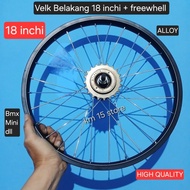 18 inch bicycle rear rim + freewheel ready to install alloy material