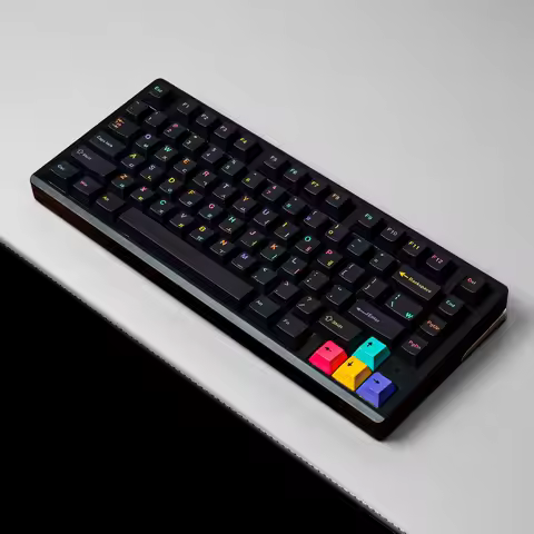 143 Keys Creative Keycaps PBT Cherry Profile Black Key Caps for Gaming Mechanical Keyboard AZERTY EN