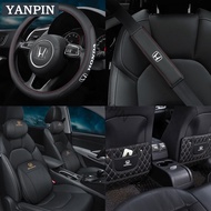 【HONDA】Car Steering Wheel Cover Key Chain Glasses Case Headrest Waist Clock Seat Belt Shoulder Leather Hook Tissue box Aromatherapy For Vezel/Stream/Fit/Civic fd/Civic fc/Freed