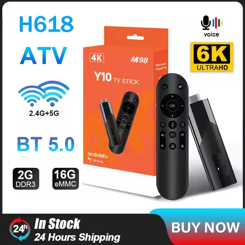 M98 Y10 Smart TV Stick Allwinner H618 2.4G 5G Android 13 ATV Dual Wifi BT 5.0 HDR10 6K Media Player 