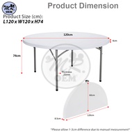 MR OEM 4ft/5ft/6ft Round Fold in Half Table Meeting Folding Table Dining Buffet Table/ Meja Lipat Bu