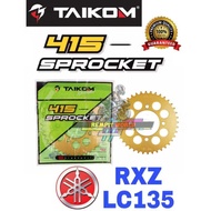 TAIKOM SPOKET 415 YAMAHA LC135 RXZ 25T-45T 415 SPOKET LC135 BELAKANG 4 LUBANG RXZ SPOKET PNP GOLD