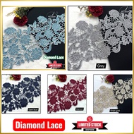 [ 50cm/ unit ]18cm boder lace diamond/ diamond border lace/ chemical lace/ lace abaya/ lace baju/ tr
