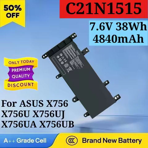 New C21N1515 7.6V 38Wh 4840mAh Laptop Replacement Battery for ASUS X756 X756U X756UJ X756UA X756UB X