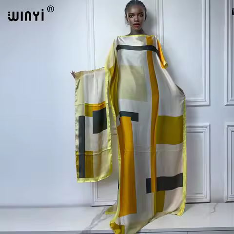 WINYI African Women boho print dress with belt abaya dubai luxury traditional outfit muslim sets wom
