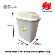 Twins Dolphin Swing Dustbin (Clip Lock) 40L / Waste Bin 40L