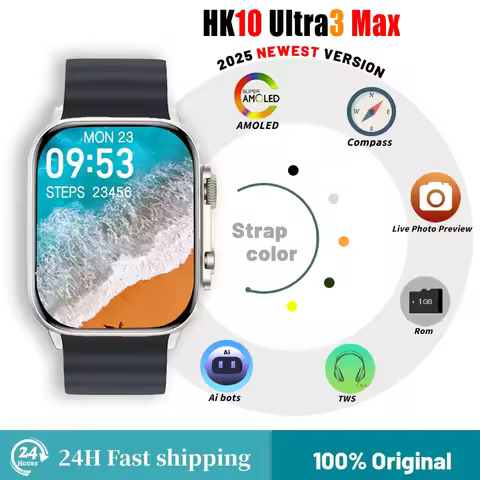 HK10 Ultra 3 MAX AMOLED Smart Watch Men Network Share Connection AI Robots Local Music Man Woman Spo