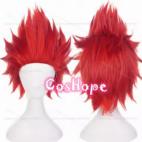 MHA Kirishima Eijiro Cosplay Wig Men Short Fluffy Red Wig Cosplay Anime Cosplay Wigs Heat Resistant 