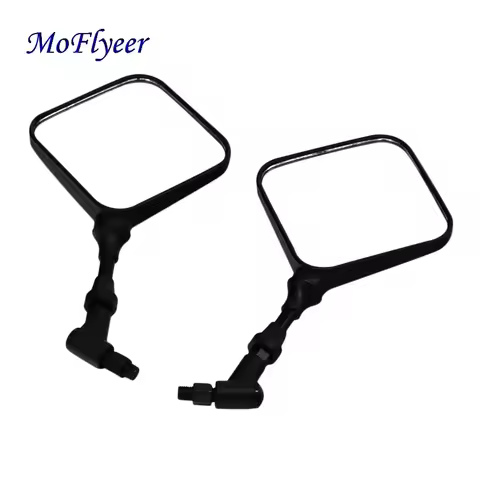 MoFlyeer M10 10mm Black Square Dual Sport Motorcycle Rearview Side Mirror Clear Glass Case For Honda