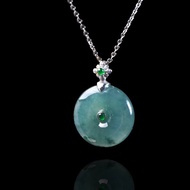 【願平安】冰飄花平安扣項鍊18K金 | 天然緬甸玉A貨翡翠 | 送禮