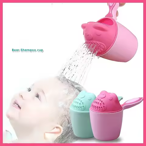 Cute Cartoon Shampoo Cup For Babies Wash Hair Shampoo Cup Baby Spoon Shower Bath Water Swim Head Wat