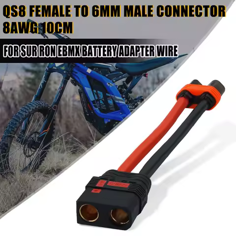 QS8 Female to 6mm Male or Male to 6mm Male Connector 8AWG 10cm For Sur Ron EBMX Battery Adapter Wire