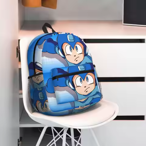 Megaman Video Game Mega Man Student Backpack School Bag Hiking Travel Daypack for Men Women Fashion 