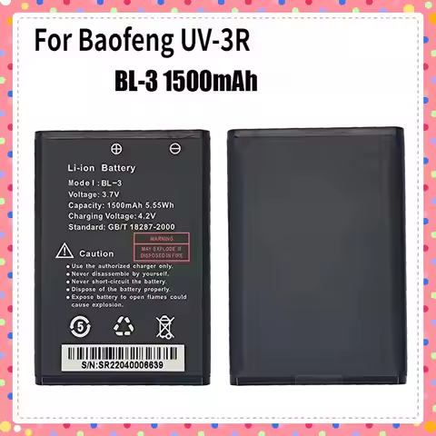2pcs For Baofeng UV-3R Walkie Talkie Battery 1500mAh for BF-UV3R Two Way Radio Accessories UV 3R Rad