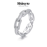 Shinyte Official Store S925 Sparkle Chain Link Silver Ring 14K Gold Plated Anti-Rust Allergy Korean 