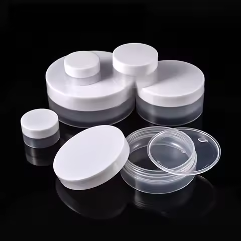 50pcs Plastic Jar Empty Cosmetic Containers Clear Pots with Lids White Cap Cream Box Container Tin F