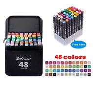 Aimilo Spidol Warna Warni 1 Set Sketch Marker 2 Tip Touch Marker 48/60/80 Warna
