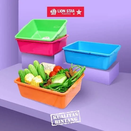 Bak Segi Kotak Jumbo Besar Lion Star 45x35x15CM Baskom Segi Kotak Serbaguna Cuci Sayur Buah Daging M