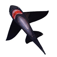 ว่าว Black Shark ที่แข็งแรงมีหางที่มีสีสันยาว!ว่าวฉลามมือใหม่ขนาดใหญ่สำหรับเด็กและผู้ใหญ่มาพร้อมกับเชือกและด้ามจับ