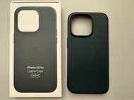 絕版原廠 iPhone 14 Pro 皮套 深綠 leather dark green case
