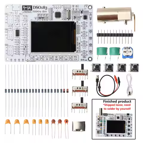 DSO183 Digital Oscilloscope DC5V 0-500kHz DIY Oscilloscope Soldering Kit Type-C Interface Suitable f