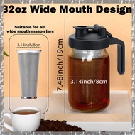 (FMIW) Cold Brew Coffee Maker 32Oz Cold Brew Pitcher with Stainless Steel Super Dense Filter for Iced Brew Coffee, Ice Tea