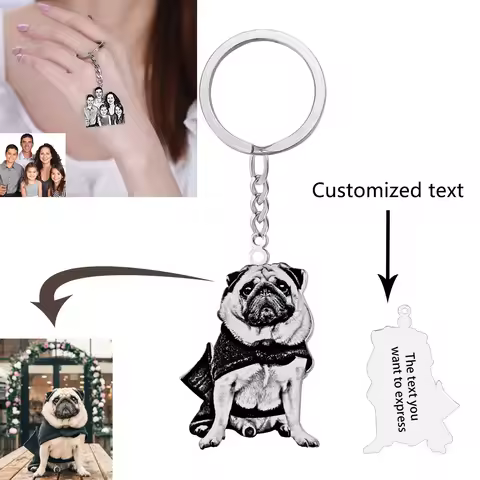 VIP Personalized Photo Customized Keychain Dog Pet Keychain Stainless Steel Keyring Family Photos Ke