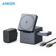 Anker Magnetic Rubiks Cube 【Made For Magesafe】Magnetic Suction Wireless Charger  3-in-1 Suitable for Apple iPhone14/13/12 Series Apple Watch Airpods Earphone Magsafe Stand
