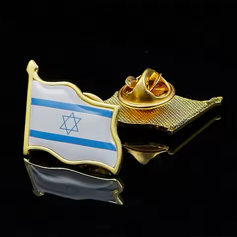 Israel Flag Pin Brooch Waving National Flag Style Flag Badge Brooch W/ Butterfly Clip Clothes Access