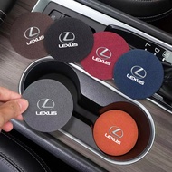 2pcs Suede Car Coaster Water Cup Drink Holder Anti-Slip Pad Accessories For Lexus EX300H RX450H IS30