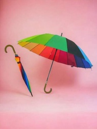 paraguas arcoiris grande 16 varillas sombrilla colores comunidad