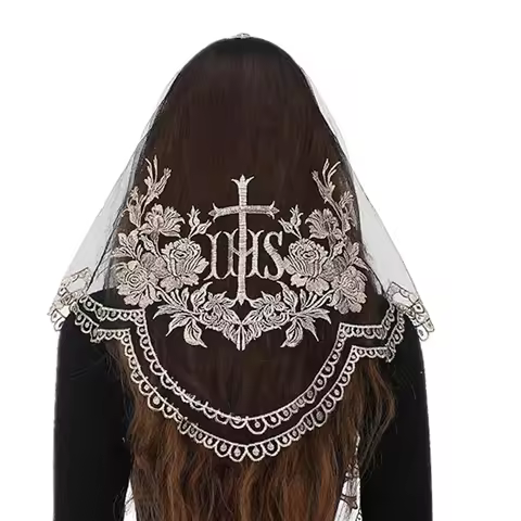Catholic Church Mass Veil Embroidery Head Covering for Women Catholic Veil